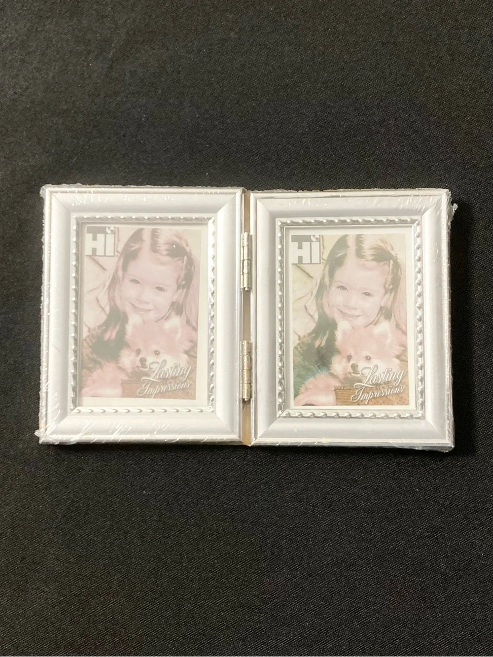 ⭐️ Vintage Silver Plastic Double 2.5” by 3.5” Desk Photo Frames